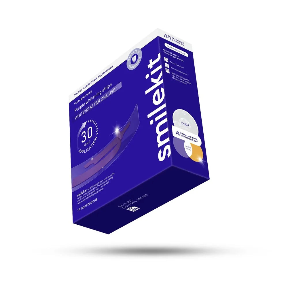 SmileKit® purple colour correcting teeth whitening strips for at-home use, product photo 3