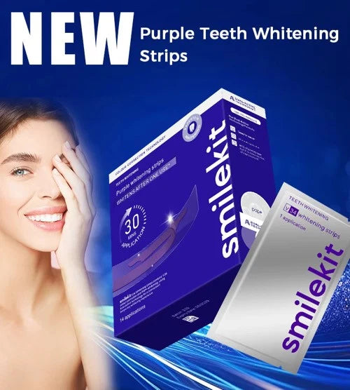 SmileKit® Purple Teeth Whitening Strips, pack of 28 strips (14 pairs)