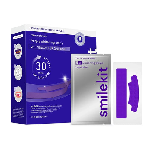 SmileKit® purple colour correcting teeth whitening strips, peroxide free, product photo 2